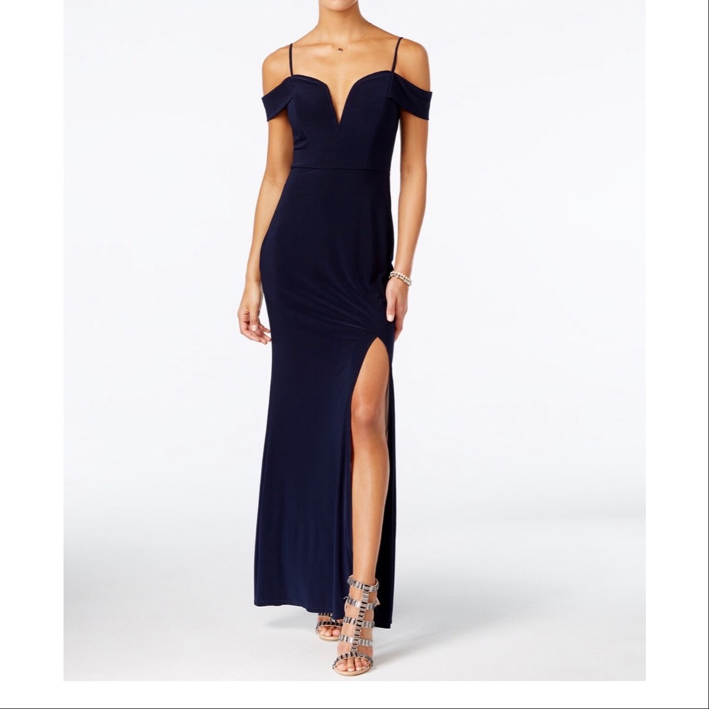 Long, off the shoulder prom dress